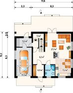 Привлекательный проект дома 180 m² с мансардой и гаражом на 1 машину