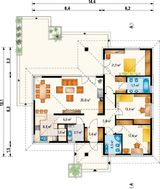 1 этажный коттедж Т-образной формы