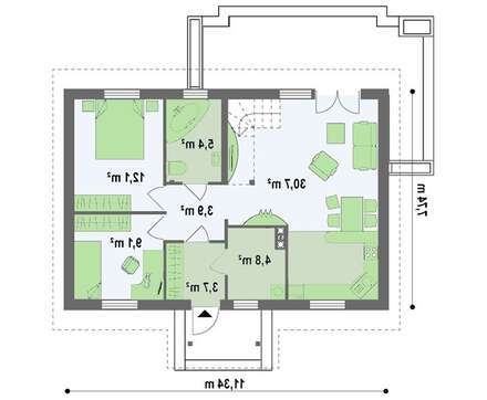 Проект дома с мансардным помещением