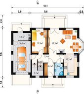 Интересный проект 1,5-этажного коттеджа с частично кирпичным фасадом