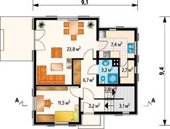 Приятного вида особняк яркой расцветки