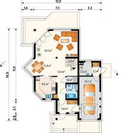 Красивый мансардный дом с выступающим крыльцом