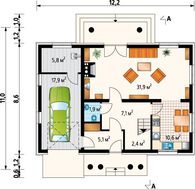 Двухэтажный жилой дом классического стиля с гаражом