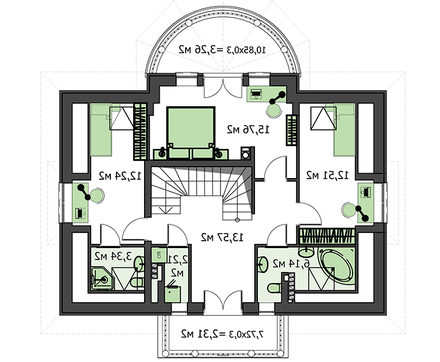 Красивый жилой дом с полукруглой гостиной