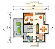 Мансардный коттедж с пристроенным гаражом