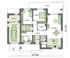 Проект одноэтажного дома с предусмотренной мансардой