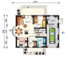 Проект для строительства мансардного коттеджа с эркером