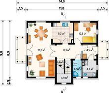 Архитектурный проект коттеджа с мансардой более 150 m²