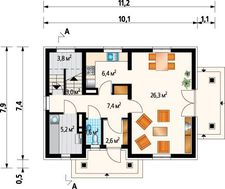 Коттедж с красивым балкончиком 8 на 10