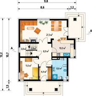 Великолепный особняк с желтыми стенами под красной крышей