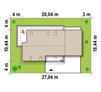 Проект дома со встроенным гаражом и 2 спальнями